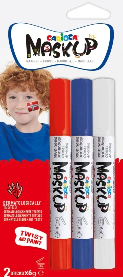 Ansiktsmaling Carioca norske flagg 3 stk