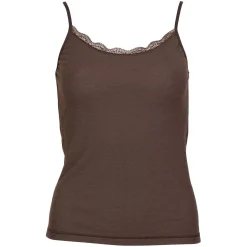Flora Singlet i merinoull med blondekant