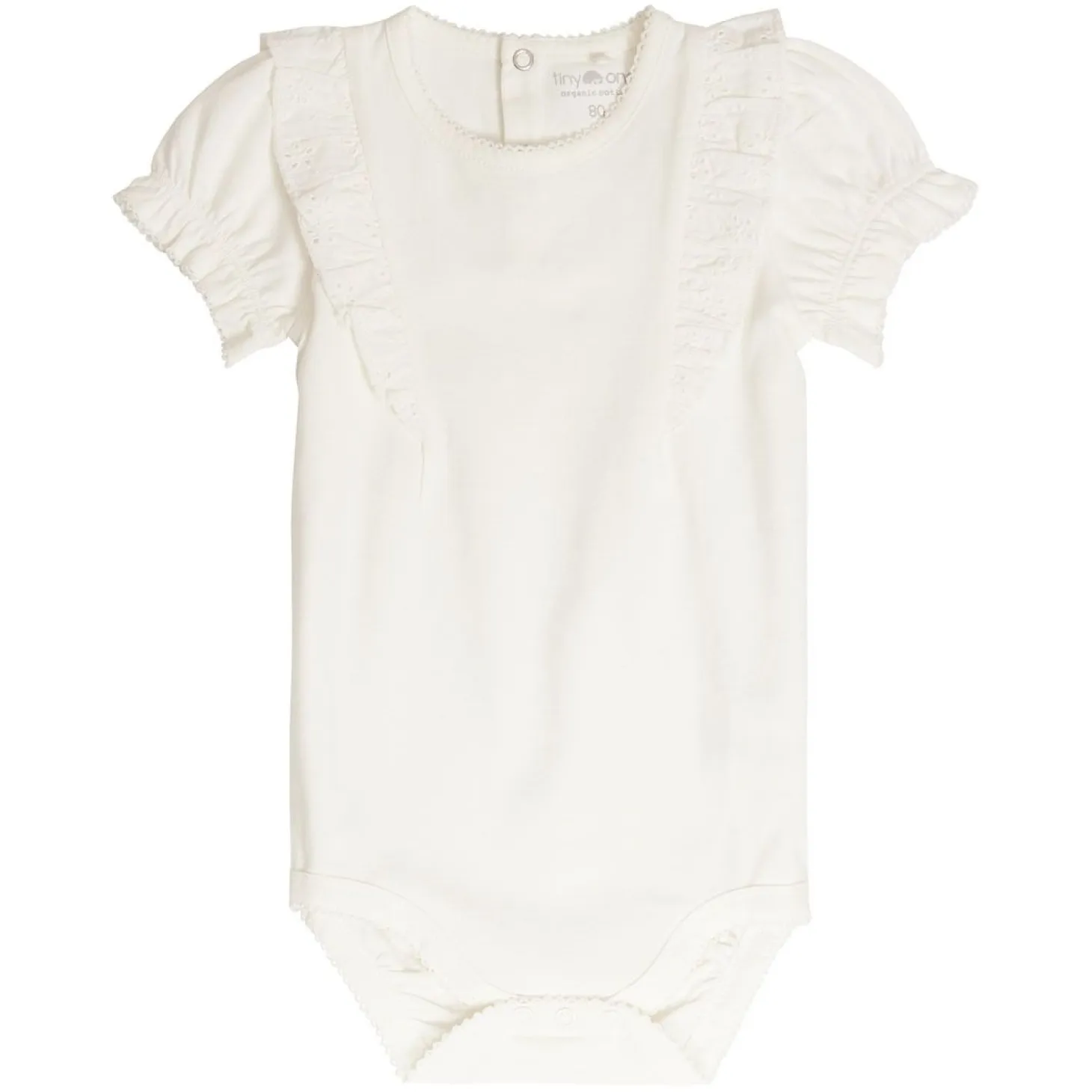 Kortermet body med broderi anglaise