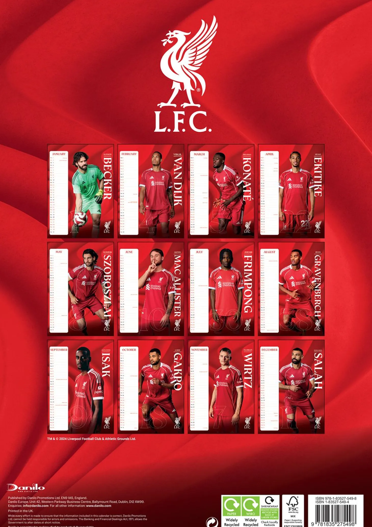 Liverpool FC 2026 A3 kalender