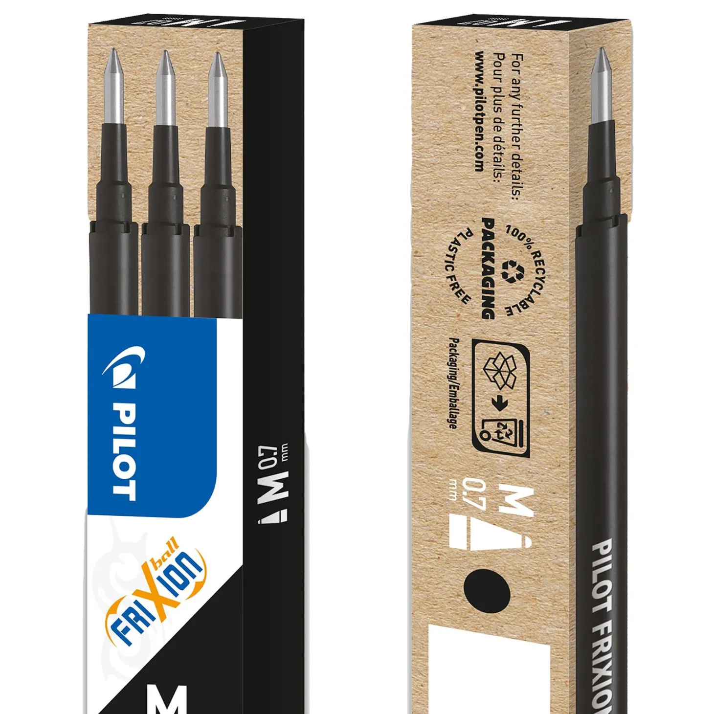 Refill PILOT Frixion 07 sort 3stk